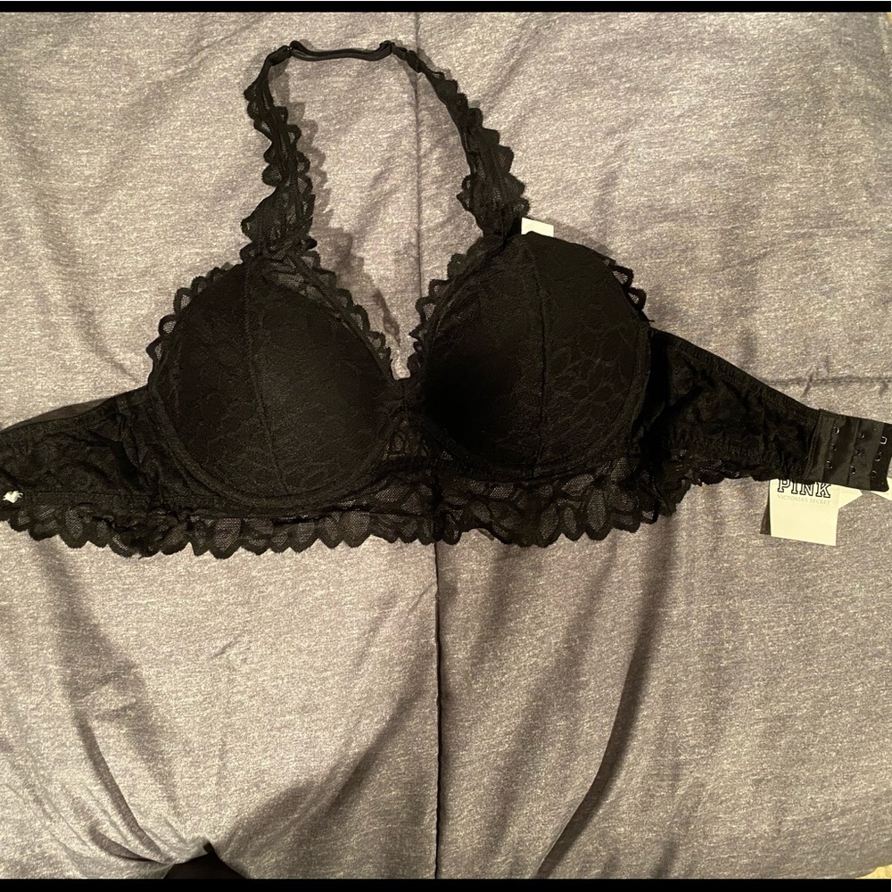 NWT Victoria’s Secret PINK black halter bralette